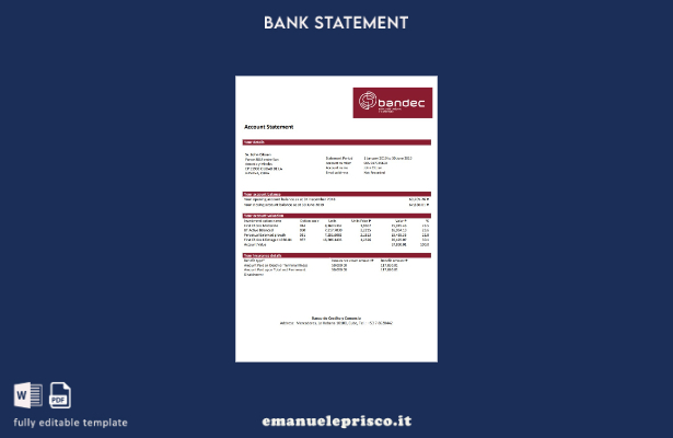 modello word di estratto conto bancario Cuba Bandec Banco de Credito y Comercio 